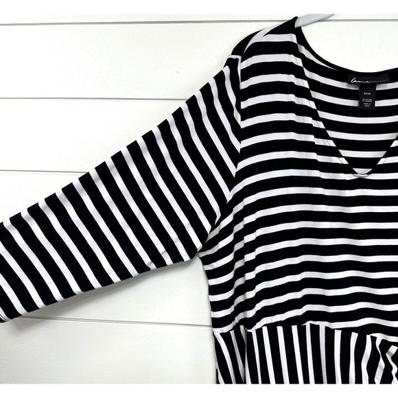 Lane Bryant Striped Side-Knot Midi Dress Womens 22/24 V-Neck Stretch 3/4 Sleeve - Picture 5 of 14